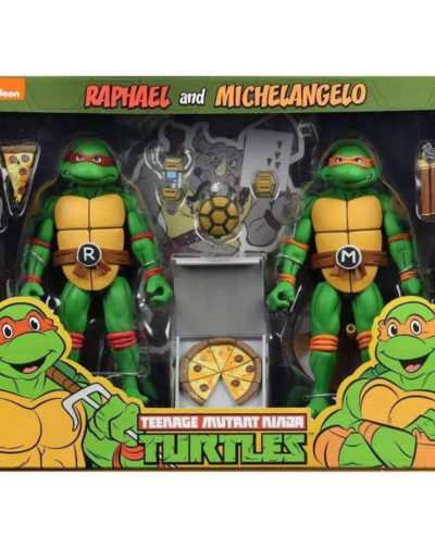 Pack 2 figuras articuladas Michelangelo & Raphael Tortugas Ninja 18cm NECA 1